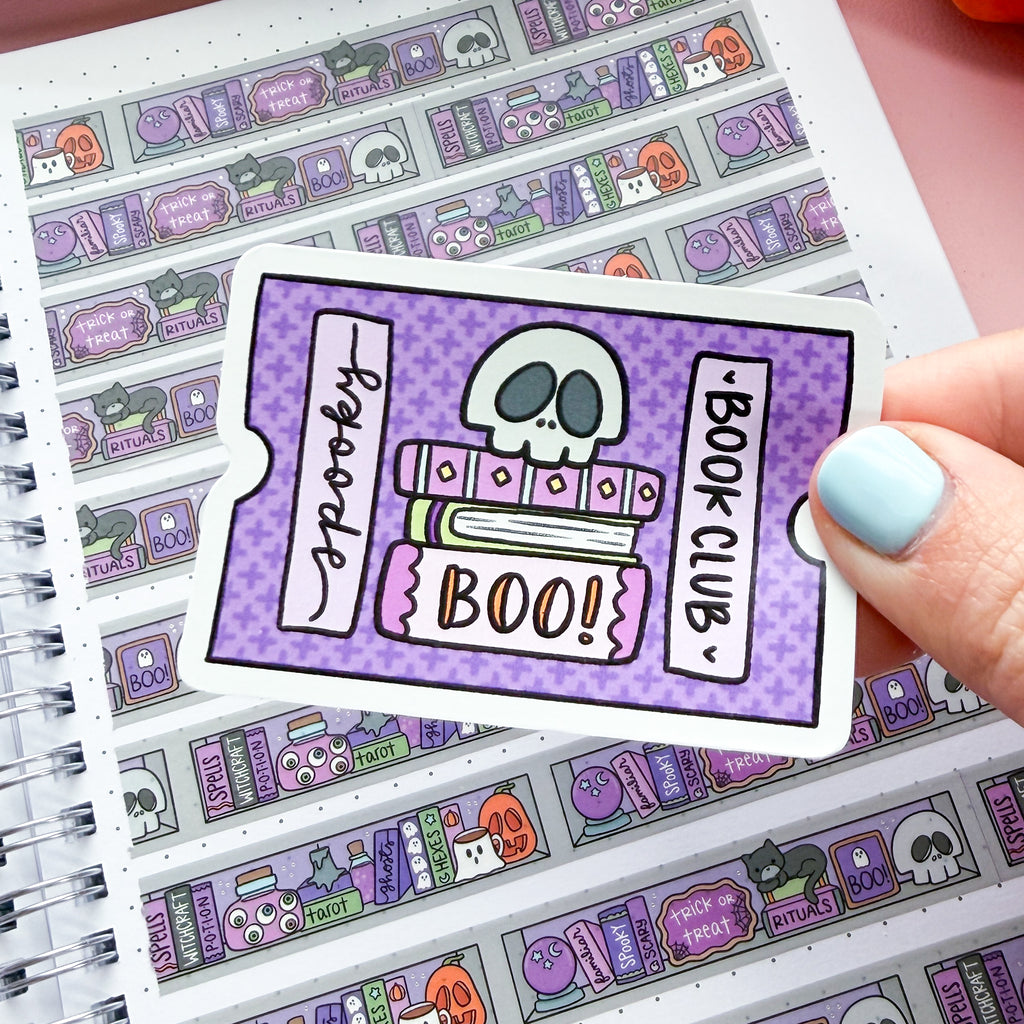 Spooky Book Club Ticket Vinyl Die Cut Sticker