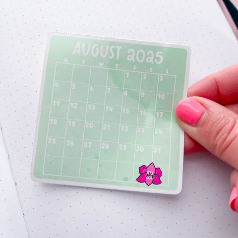 August 2025 Calendar Vinyl Die Cut Sticker