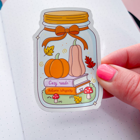 Fall Pumpkin Jar Vinyl Die Cut Sticker
