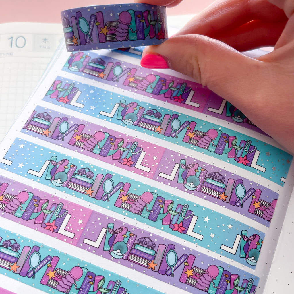 Holo Foil Mermaid Bookshelf Washi Tape (15mm)