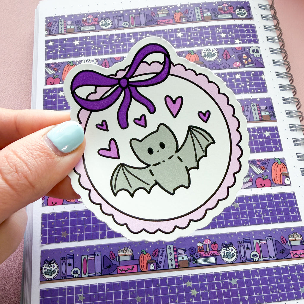 Batty Cross Stitch Vinyl Die Cut Sticker