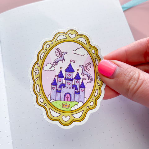 Castle + Dragon Frame Vinyl Die Cut Sticker