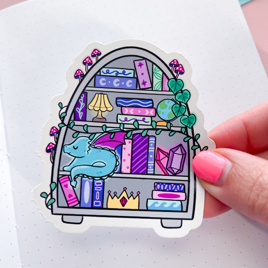 Dragon Fantasy Bookcase Vinyl Die Cut Sticker