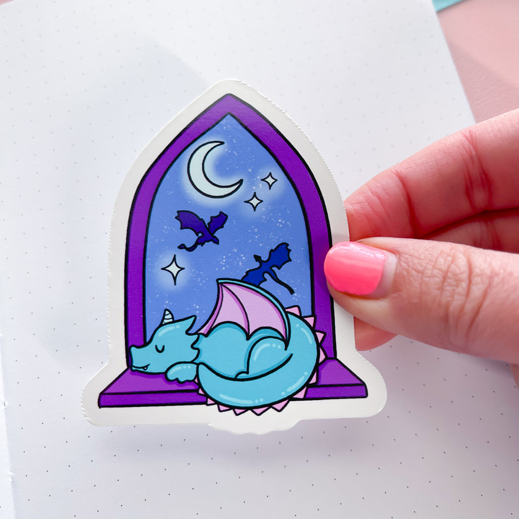 Dragon Bookish Window Vinyl Die Cut Sticker