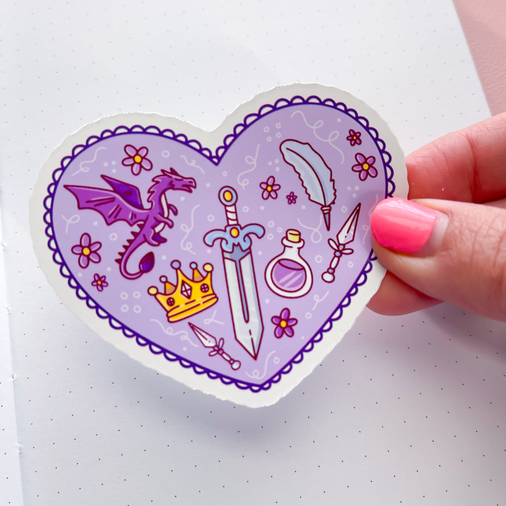 Dragon Fantasy Heart Vinyl Die Cut Sticker