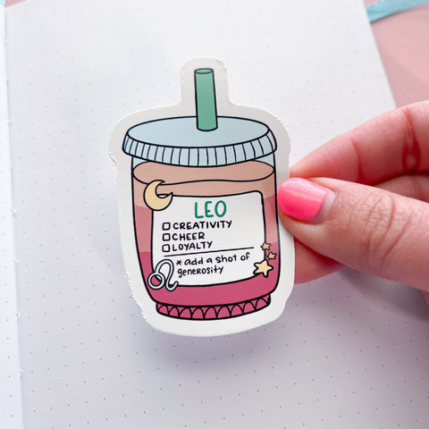 Leo Coffee Order Vinyl Die Cut Sticker