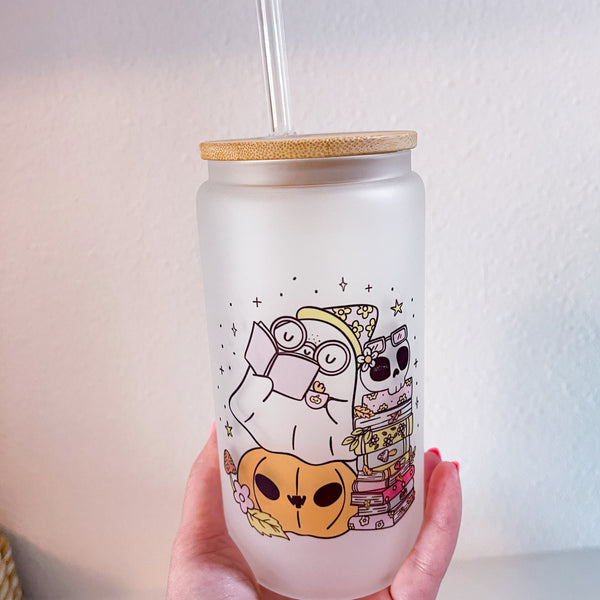 Ghosts Halloween Season 16 Oz Frosted Can Glass Cups