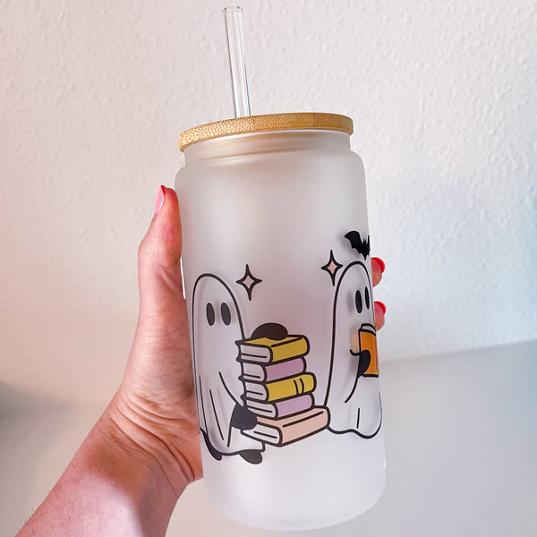 Ghosts Halloween Season 16 Oz Frosted Can Glass Cups