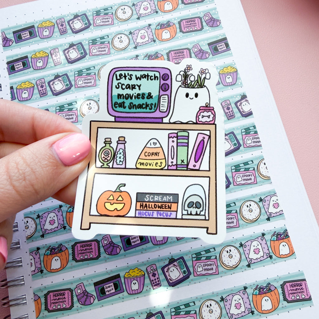 Scary Movie Bookcase Vinyl Die Cut Sticker
