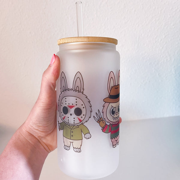 Lil Scary Monsters 16 Oz Frosted Can Glass Cup