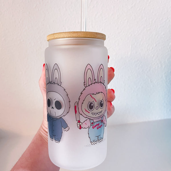 Lil Scary Monsters 16 Oz Frosted Can Glass Cup