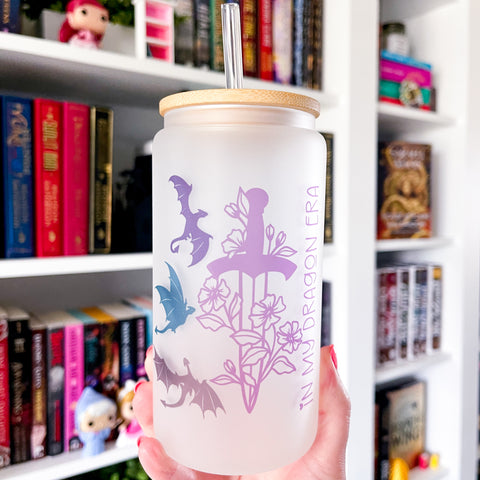 Dragon Era Fantasy Bookish Frosted Can Glass