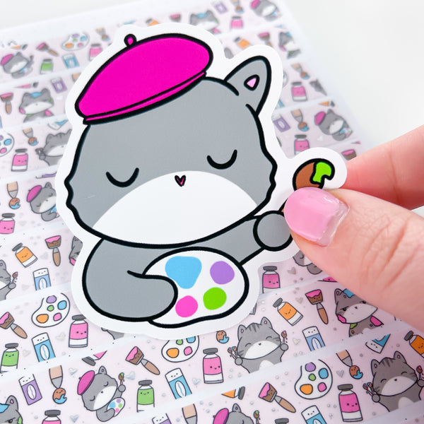 Artist Kevin the Cat Vinyl Die Cut Sticker – Sweet Bean Plans