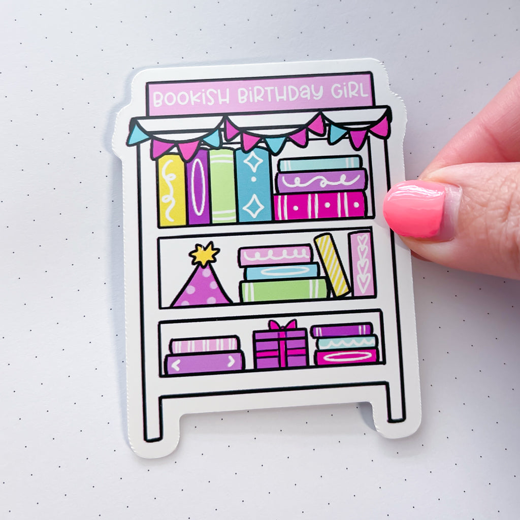 Birthday Bookshelf Vinyl Die Cut Sticker