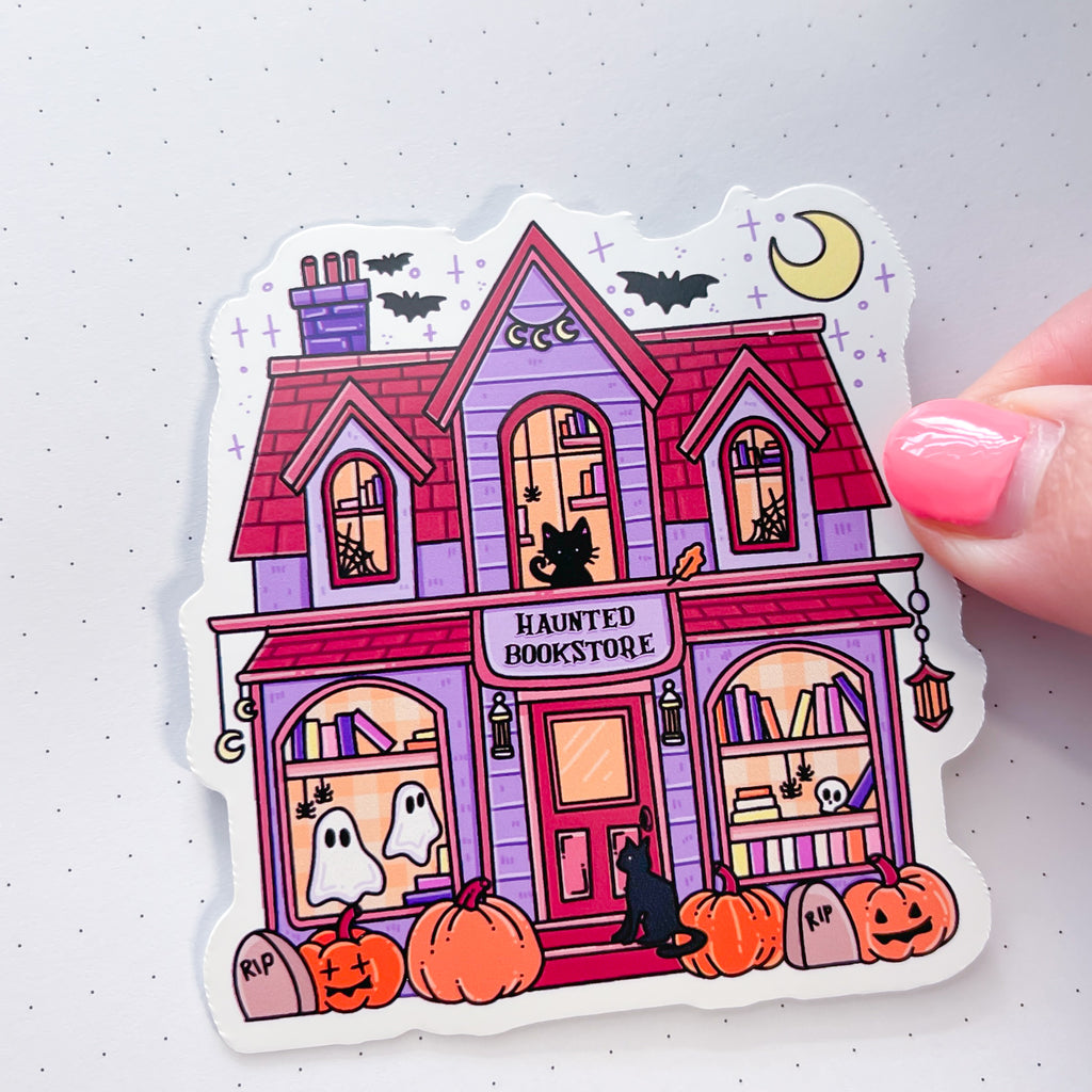 Haunted Bookish Mansion Vinyl Die Cut Sticker