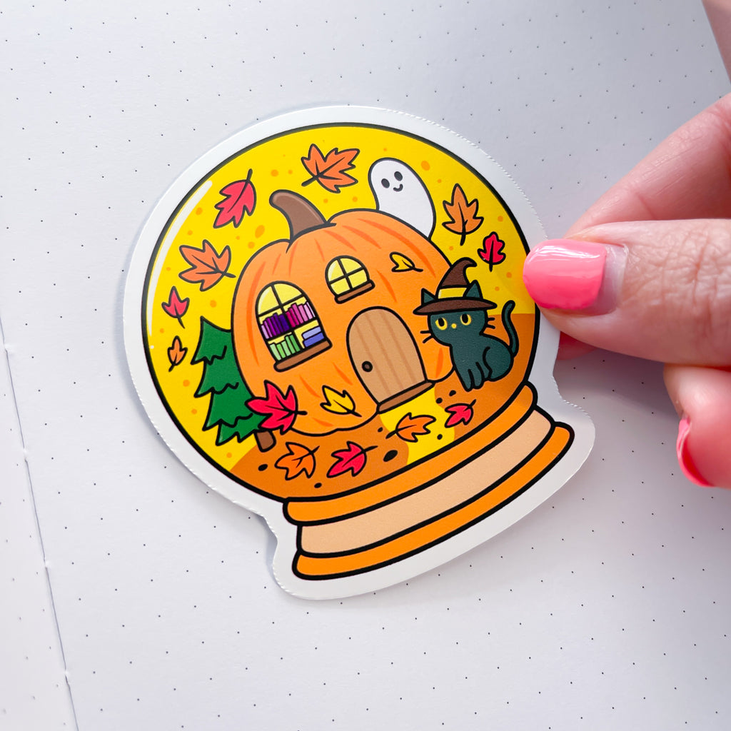 Fall Leaves Globe Vinyl Die Cut Sticker