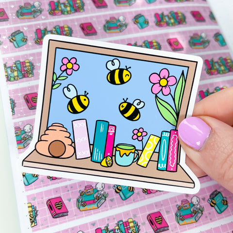 Bee Bookish Window Vinyl Die Cut Sticker