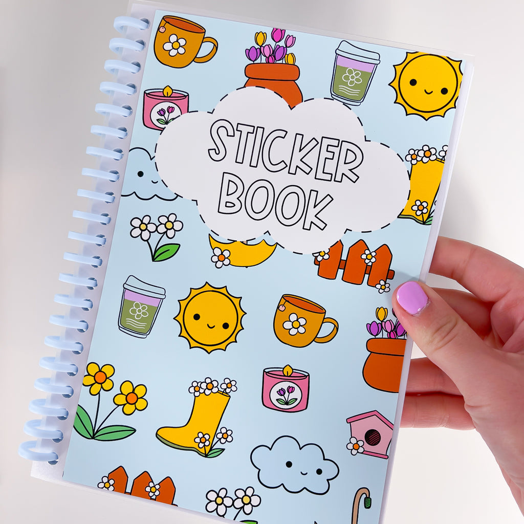 A5 Spring Doodles Blue Coil Reusable Sticker Book