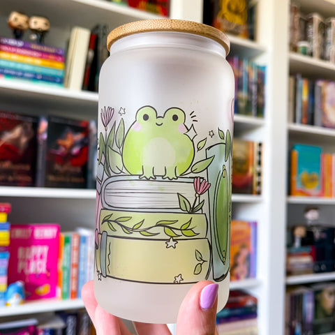 Hoppy Frog Books Frosted Can Glass
