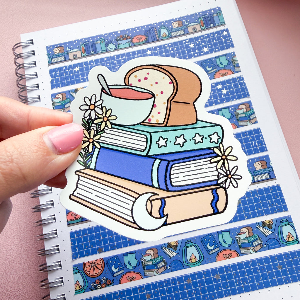 November 2026 Book Stack Vinyl Die Cut Sticker