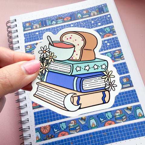 November 2026 Book Stack Vinyl Die Cut Sticker