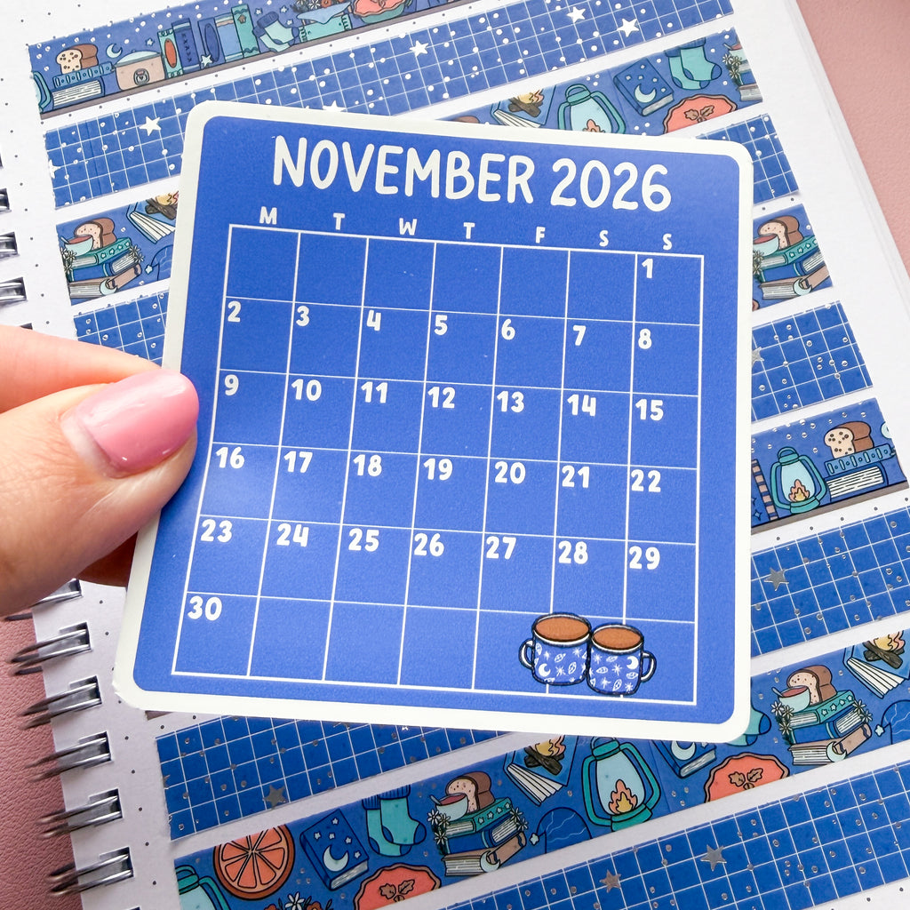 November 2026 Calendar Vinyl Die Cut Sticker