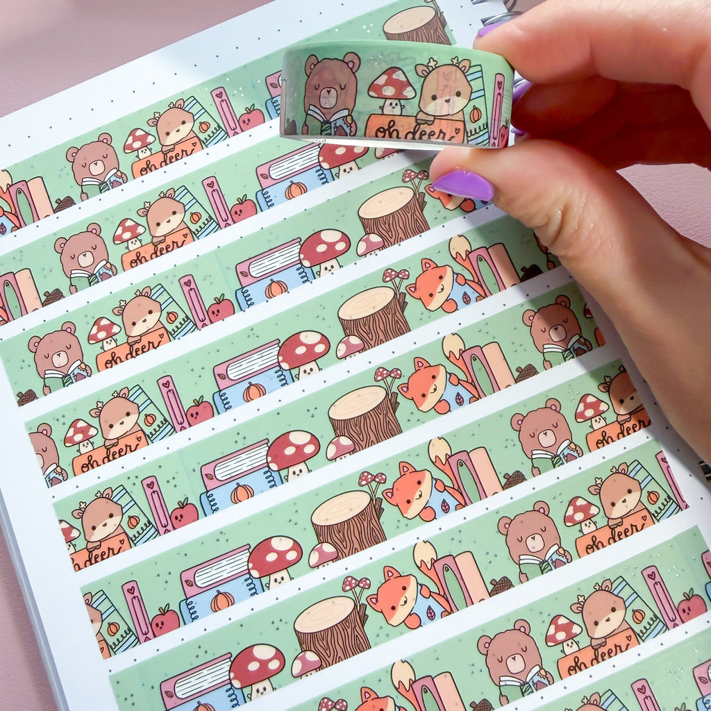 Holo Foil Bookish Critters Washi Tape (15mm)