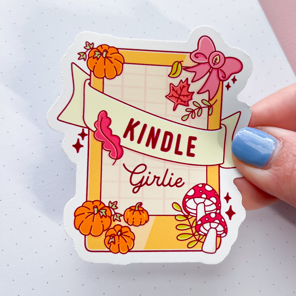 Fall E-Reader Girlie Vinyl Die Cut Sticker