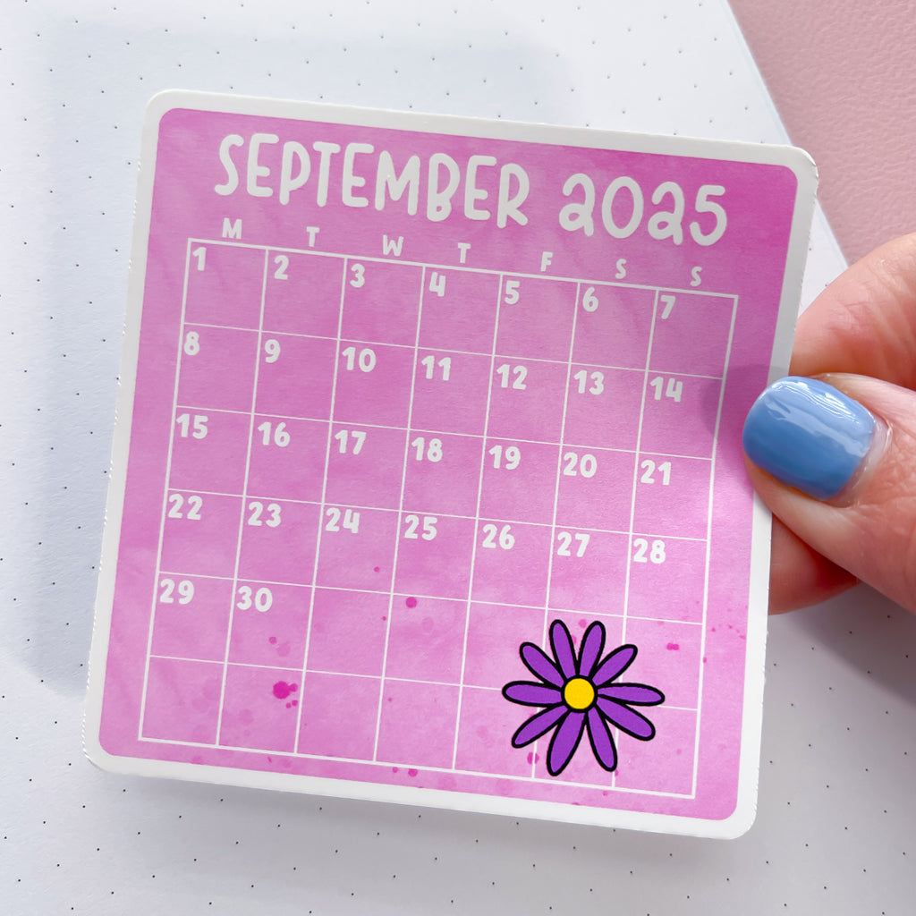 September 2025 Calendar Vinyl Die Cut Sticker