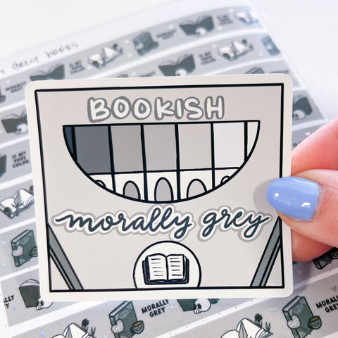 Bookish Markers in Morally Grey Vinyl Die Cut Sticker