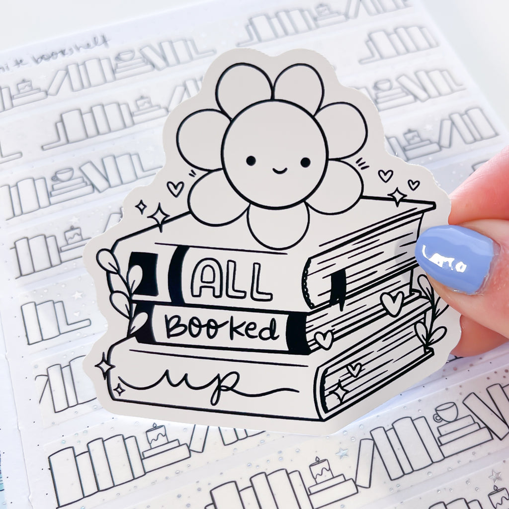 All Booked Up Book Stack Vinyl Die Cut Sticker
