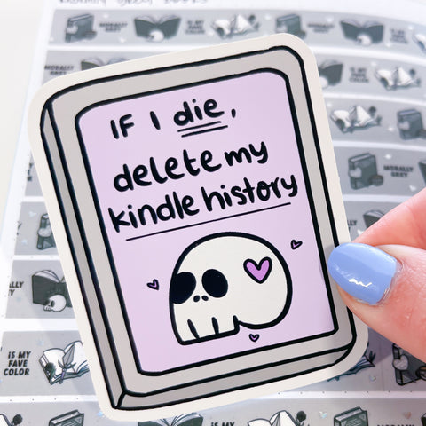 Delete E-Reader History Bookish Vinyl Die Cut Sticker