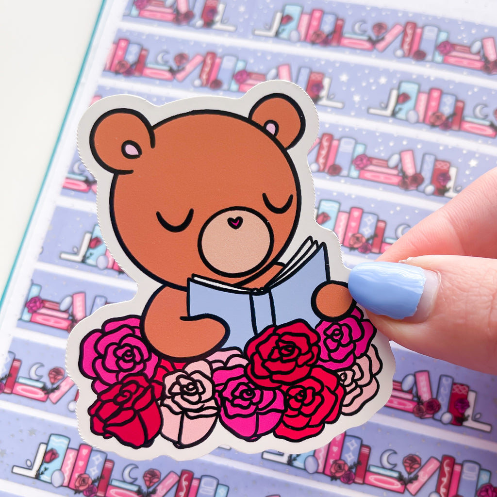 June Reading Bear Vinyl Die Cut Sticker