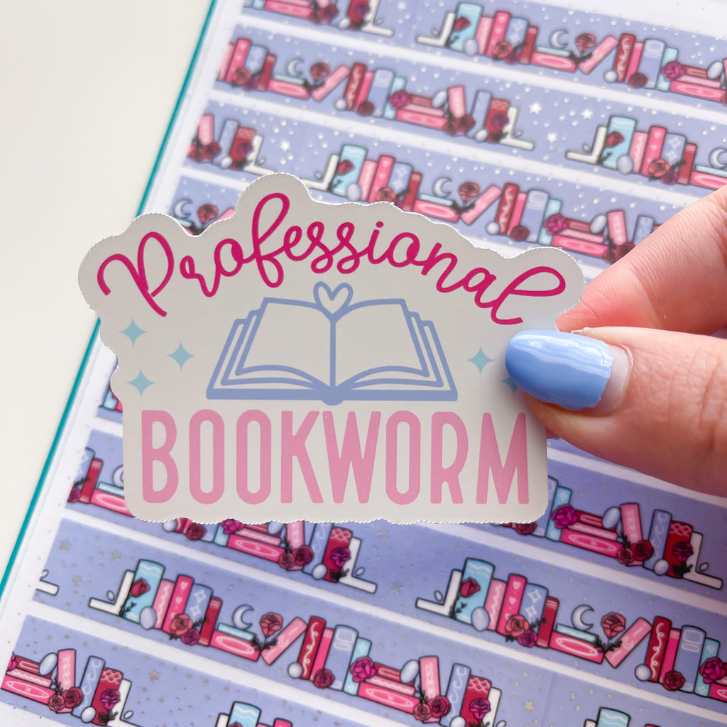 Professional Bookworm Vinyl Die Cut Sticker