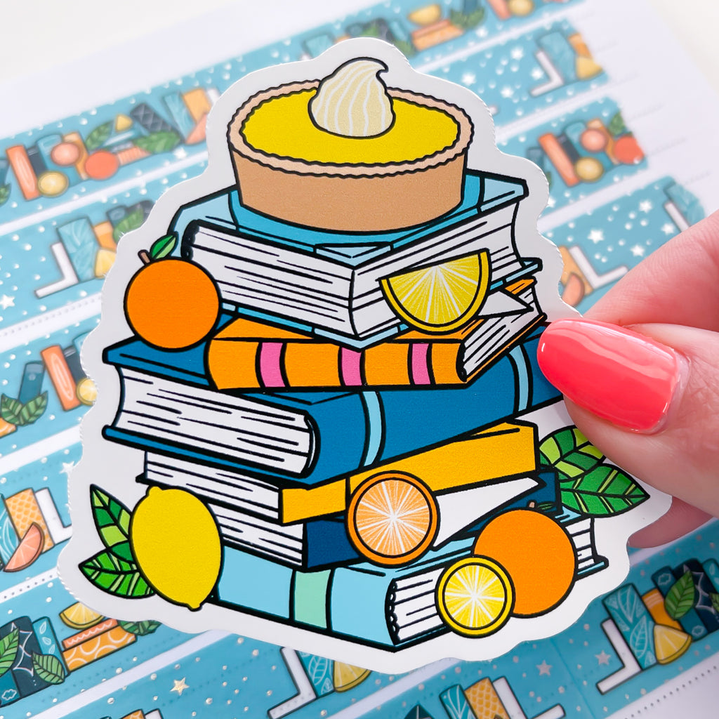 Citrus Book Stack Vinyl Die Cut Sticker