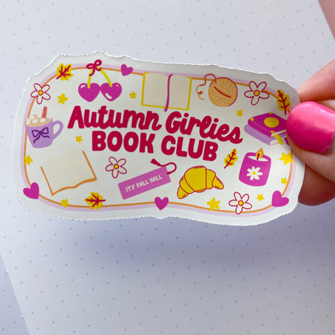 Autumn Girlie Book Club Vinyl Die Cut Sticker