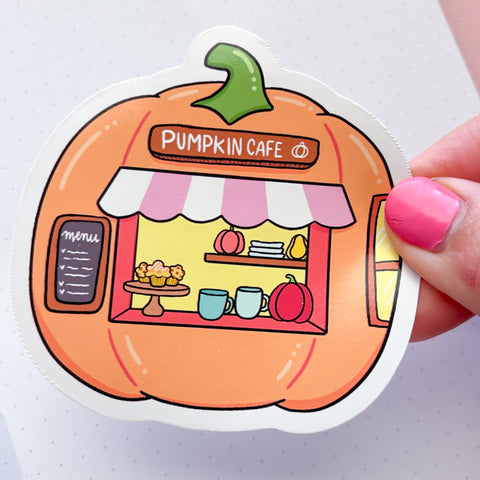 Pumpkin Cafe Vinyl Die Cut Sticker