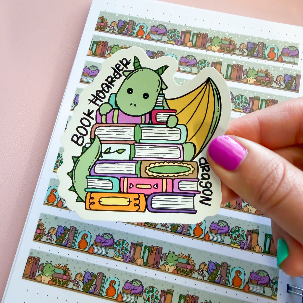 Book Dragon Not Hoarder Vinyl Die Cut Sticker