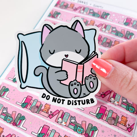 Don't Disturb Reading Cat Vinyl Die Cut Sticker