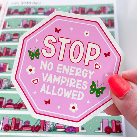 No Energy Vampires Vinyl Die Cut Sticker