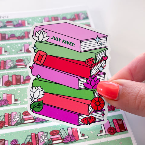 July Fave Books Vinyl Die Cut Sticker