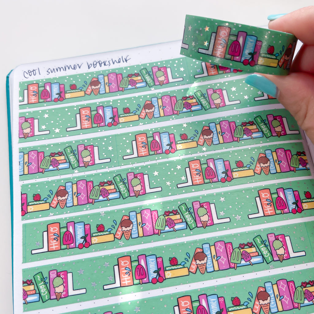 Holo Foil Cool Summer Bookshelf Washi Tape (15mm)