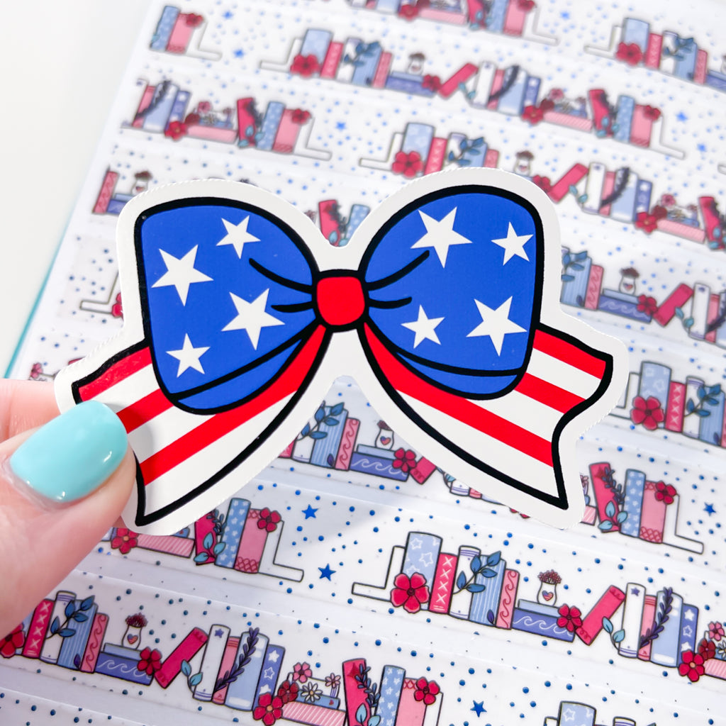 Fourth of July Bow Vinyl Die Cut Sticker