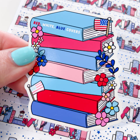 Fave Red, White, Blue Books Vinyl Die Cut Sticker