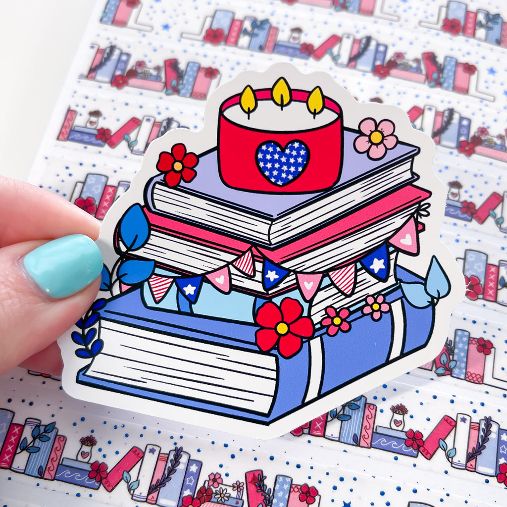 Happy Fourth Book Stack Vinyl Die Cut Sticker