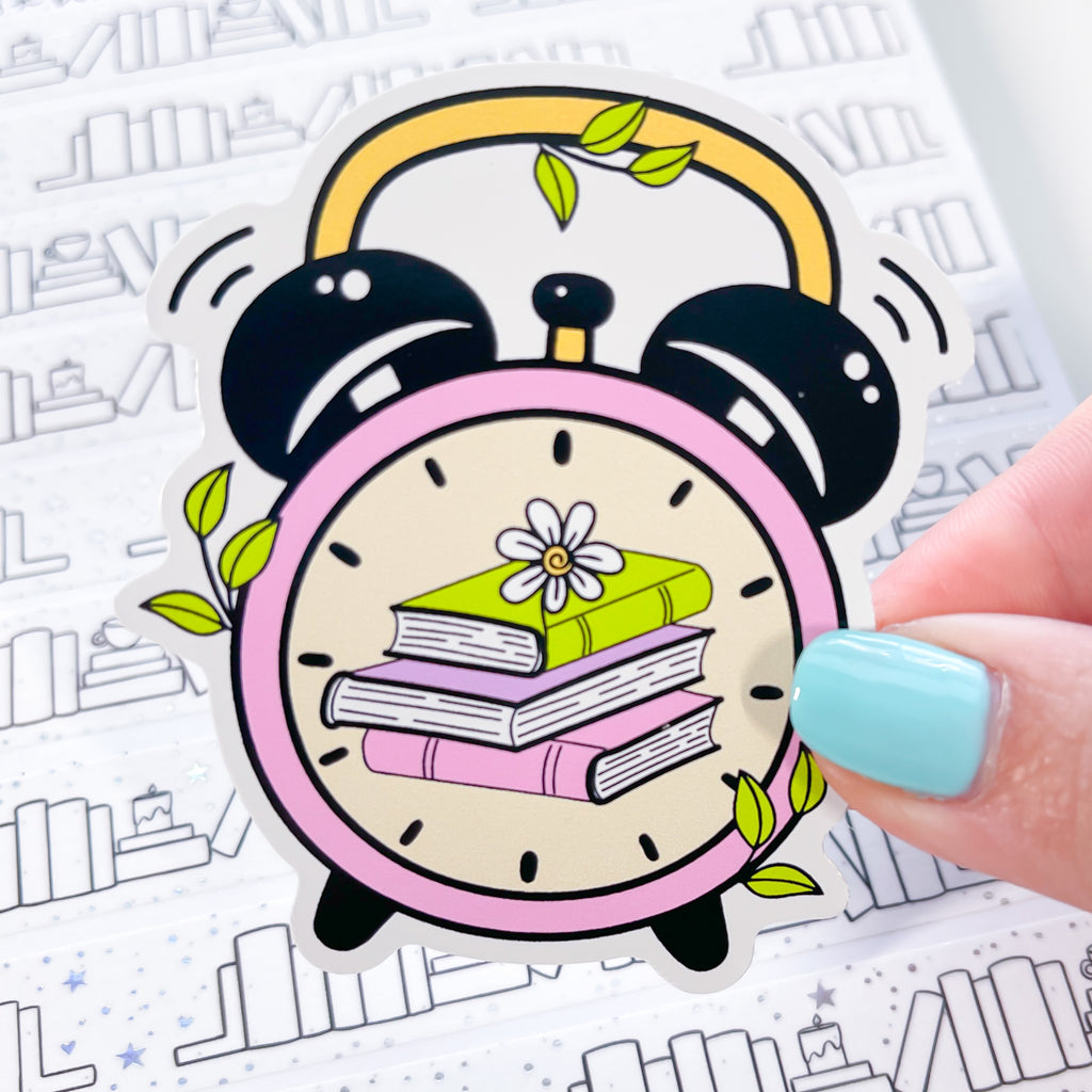 Bookish Clock Vinyl Die Cut Sticker