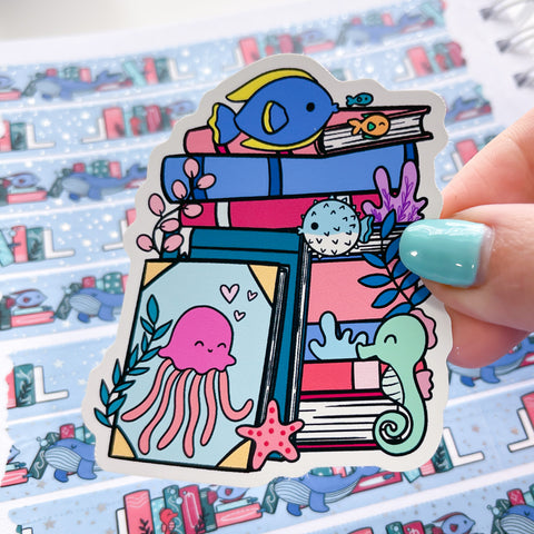 Sea Book Stack Vinyl Die Cut Sticker