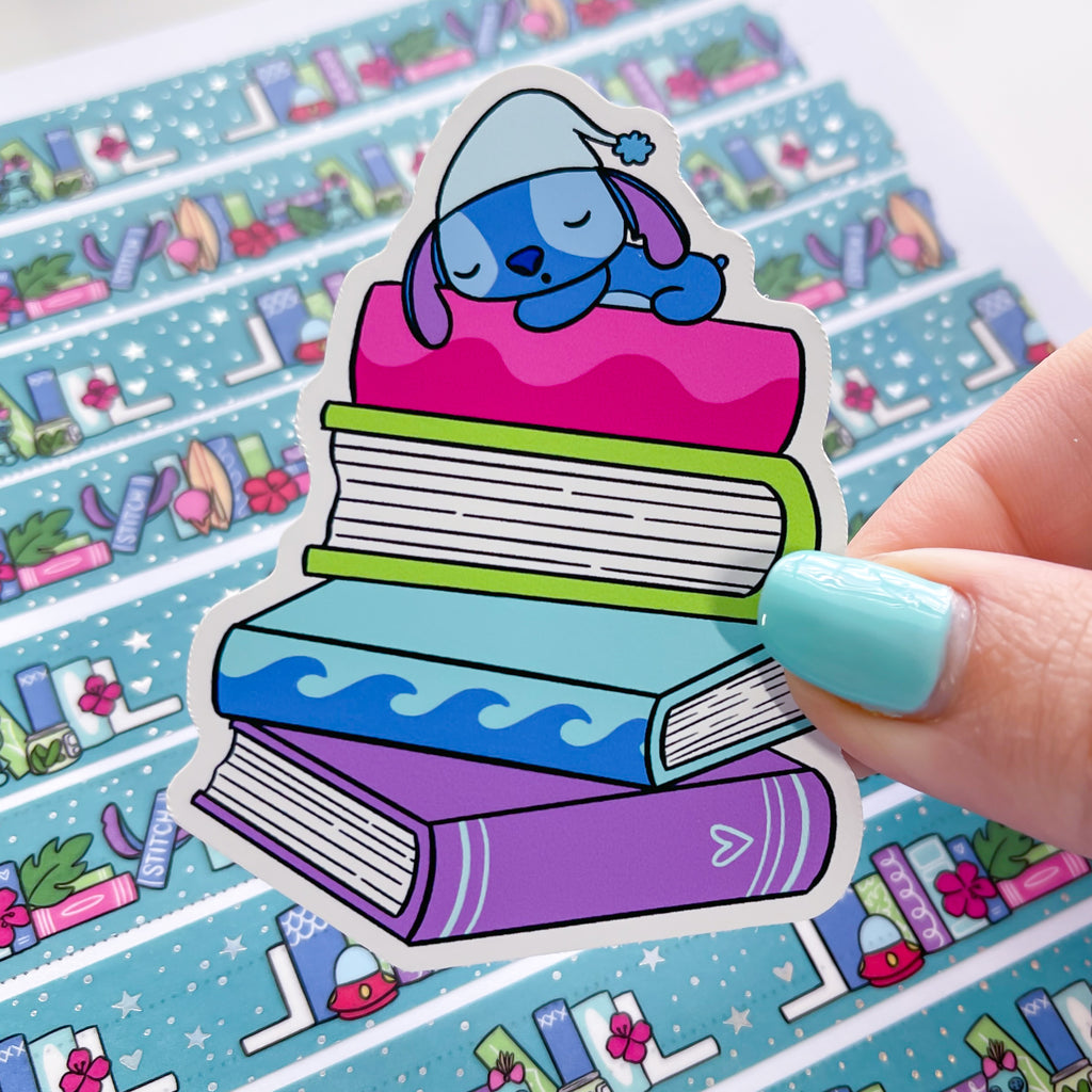 Stitch Book Stack Vinyl Die Cut Sticker