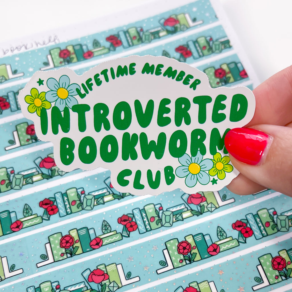 Introverted Bookworm Club Vinyl Die Cut Sticker