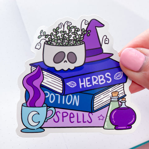 Witchy Season Book Stack Vinyl Die Cut Sticker